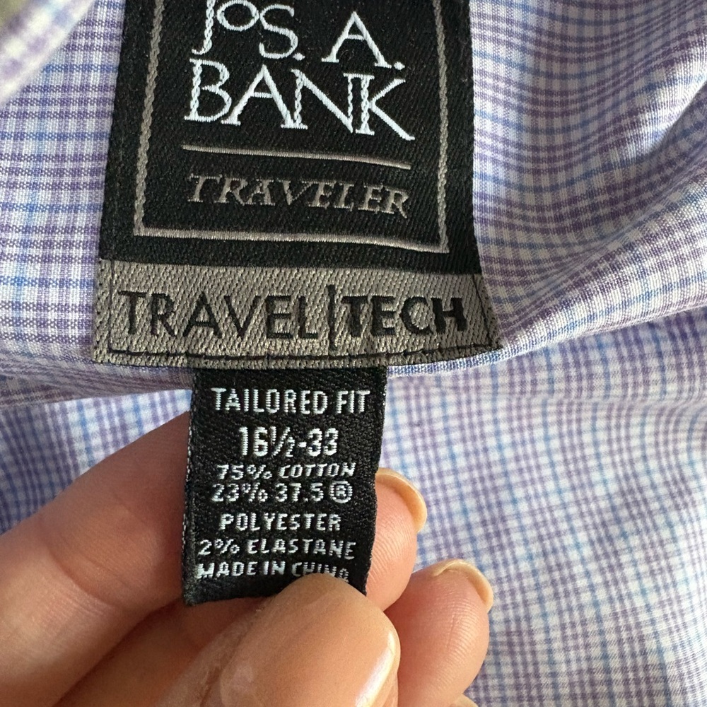 Jos. A. Bank Lavender Blue and White Micro-Check Dress Shirt